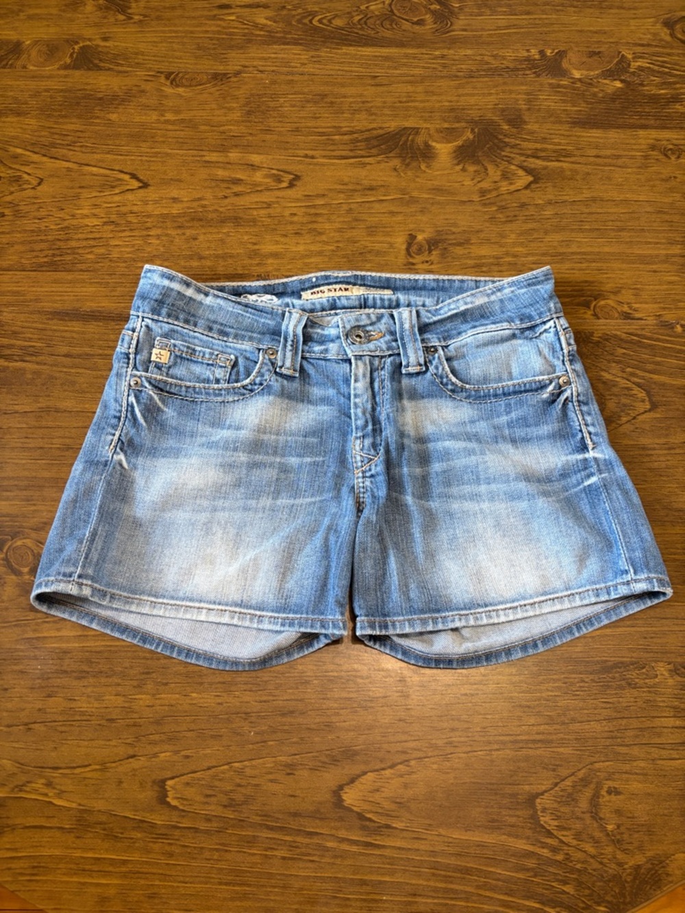 Big Star Faded Light Blue Denim Cutoff Shorts
